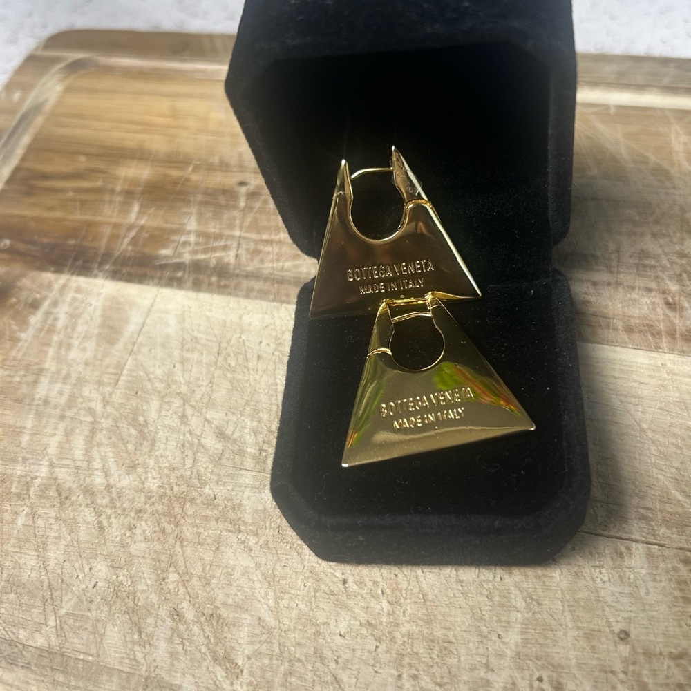 Bottega Veneta Gold Triangle Earrings